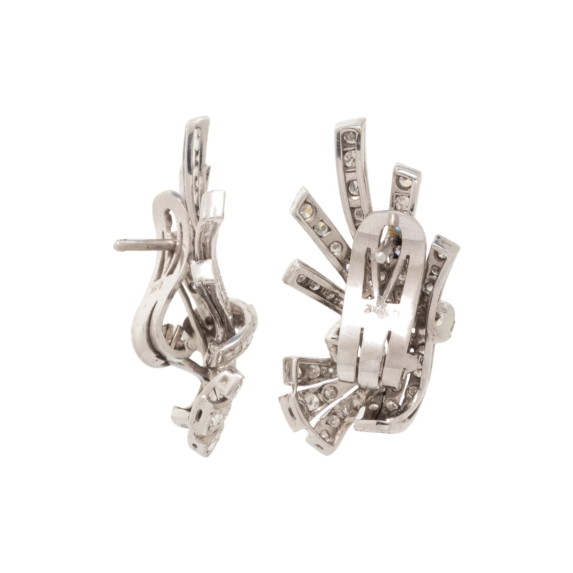WHITE GOLD, DIAMOND EARCLIPS