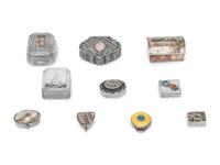 A Collection of Ten Silver Pill and Snuff Boxes