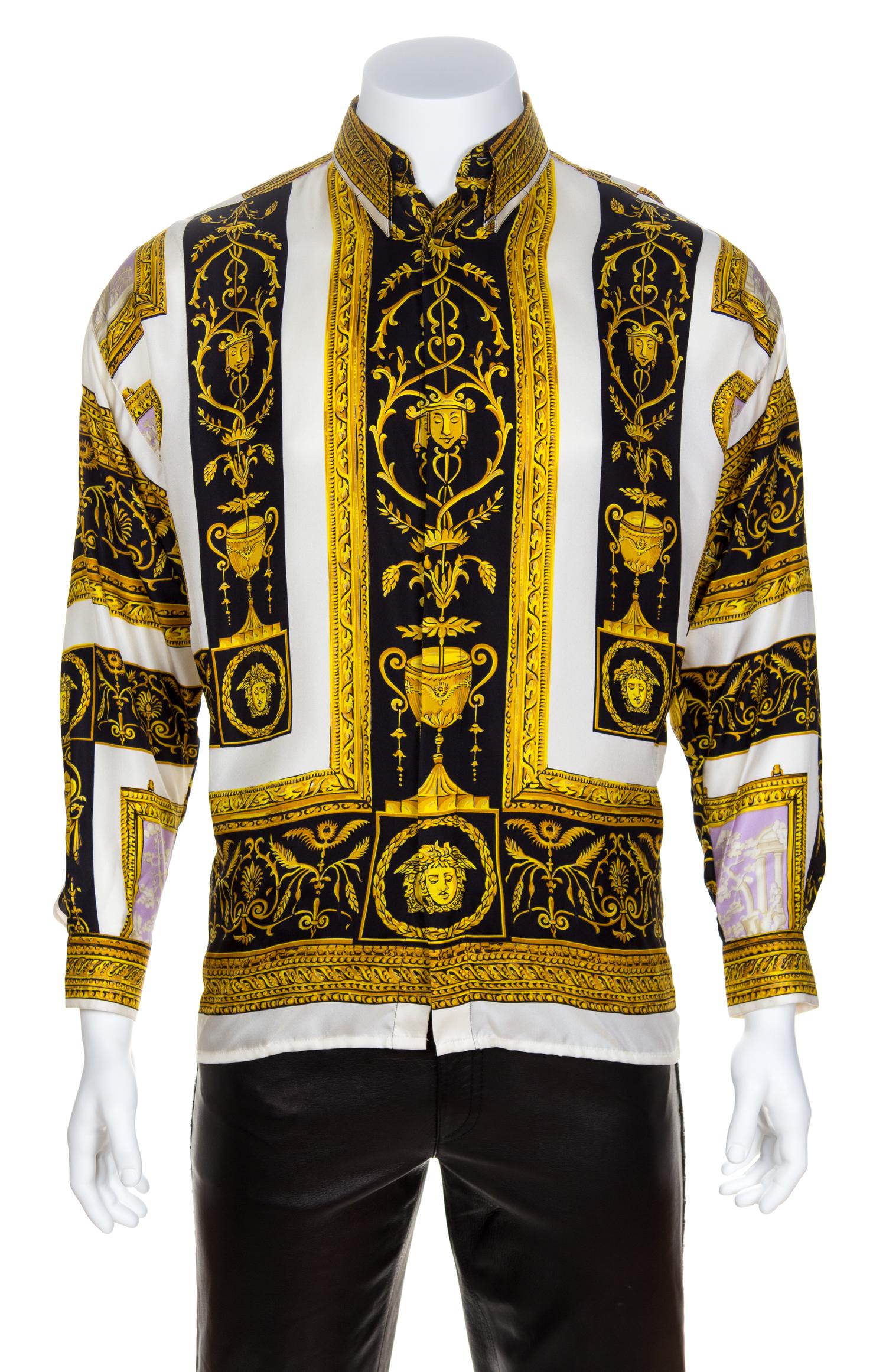 A Gianni Versace Silk Atelier Print Shirt, Size 46.