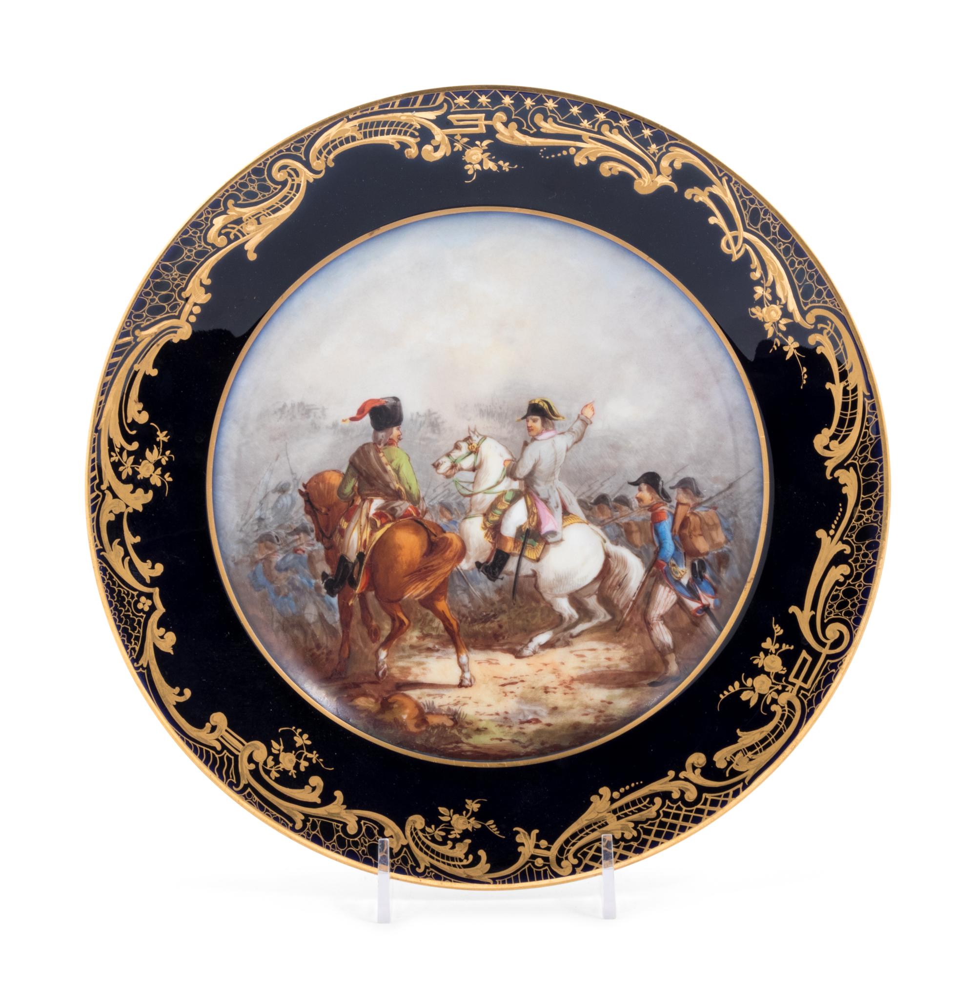 A Sèvres Painted and Parcel Gilt Napoleonic Porcelain Cabinet Plate