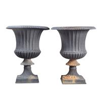 A Pair of Cast Iron Garden Urns
