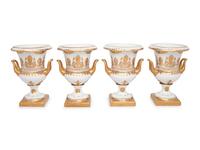 A Set of Four Gilt-Decorated Porcelain Urns
