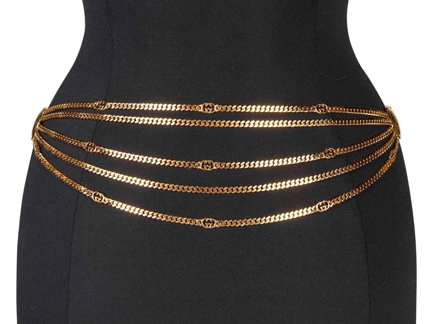 Two Gucci Gold-Tone Metal Belts, Late 20th Century