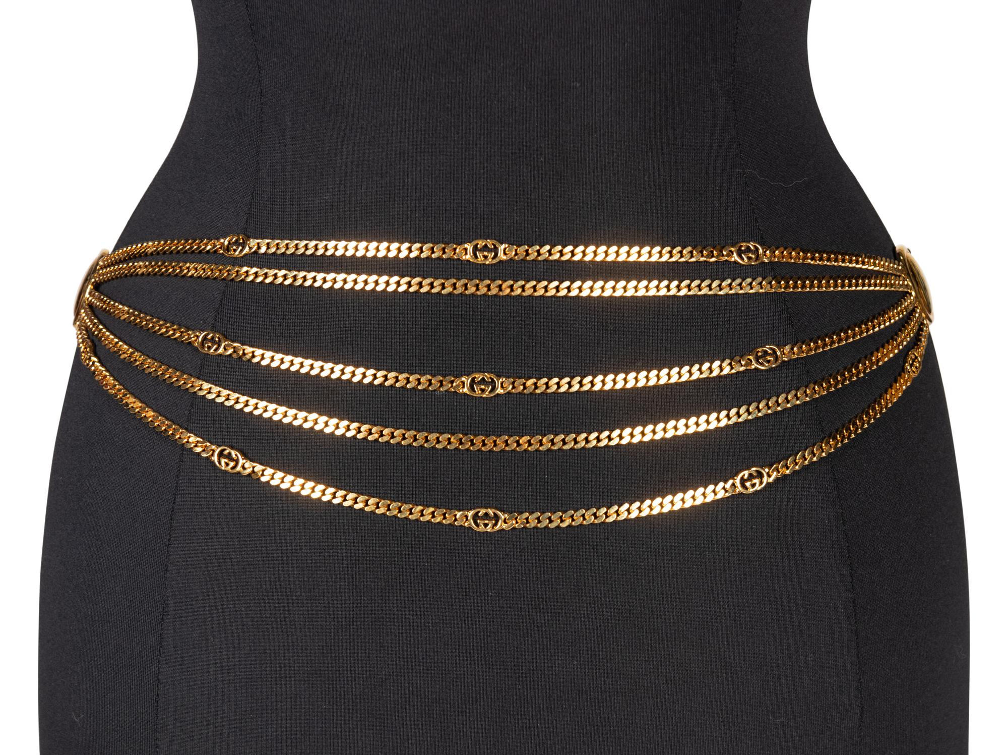 Two Gucci Gold-Tone Metal Belts, Late 20th Century
