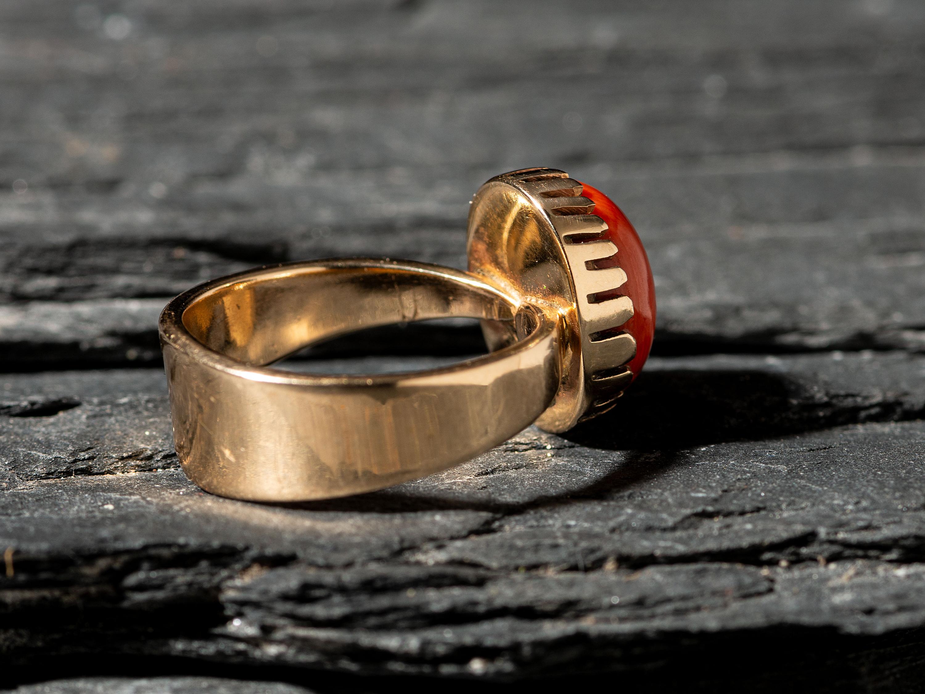 14K Gold and Coral Ring