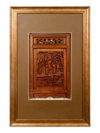 A Pair of Chinese Carved Softwood Panels