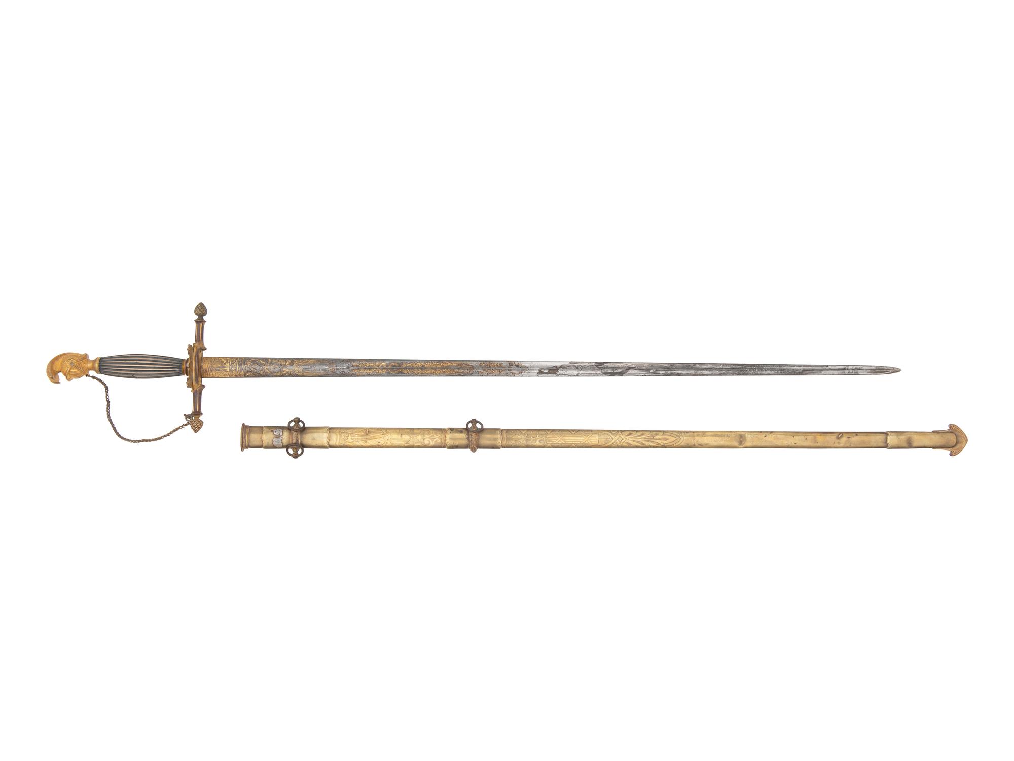 [CIVIL WAR]. Sword, war-date photograph, medical officer's sash, belt and buckle identified to Surgeon William J. McDermott, New York.
