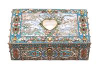 A Russian Hardstone Mounted and Enamel Silver Box, Assay of Lev Fridrikhovitch Oleks, Moscow, 1893, the polychrome enamel case centered