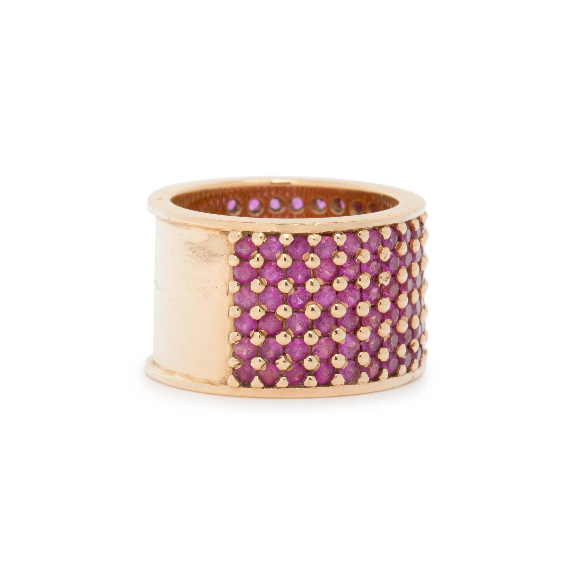 GARRARD, YELLOW GOLD AND PINK SAPPHIRE RING