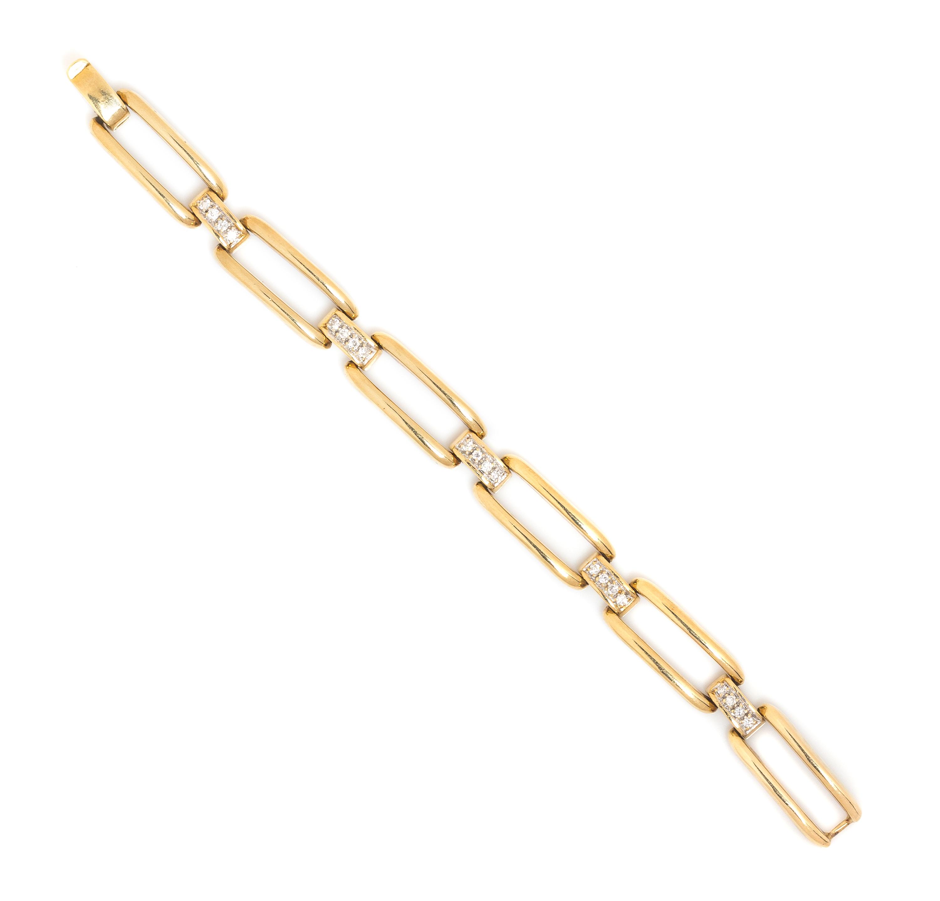 A 14 Karat Yellow Gold and Diamond Bracelet, 19.80 dwts.