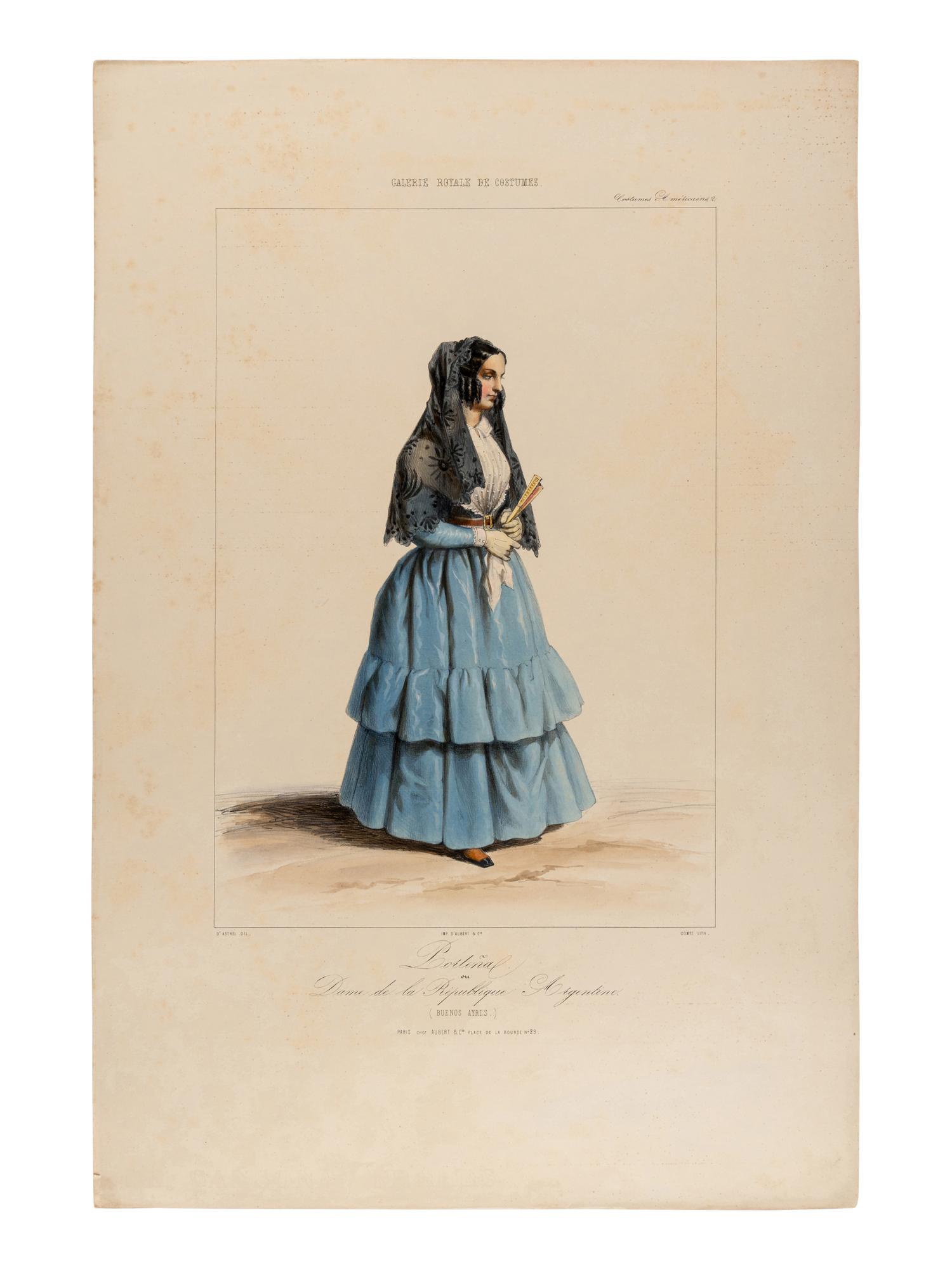 [COSTUME - AMERICAS]. Caption title: "Costumes Américains." From: Galerie Royale de Costumes. Costumes Américains (caption title) . Paris: Chez Aubert, c.1842-1848.