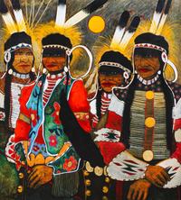 Kevin Red Star, (American, b. 1943), Intertribal Dancers, 1990