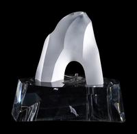A Steuben Glass and Silver Ice Penguin Sculpture