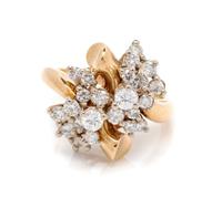 A 14 Karat Bicolor Gold and Diamond Ring,