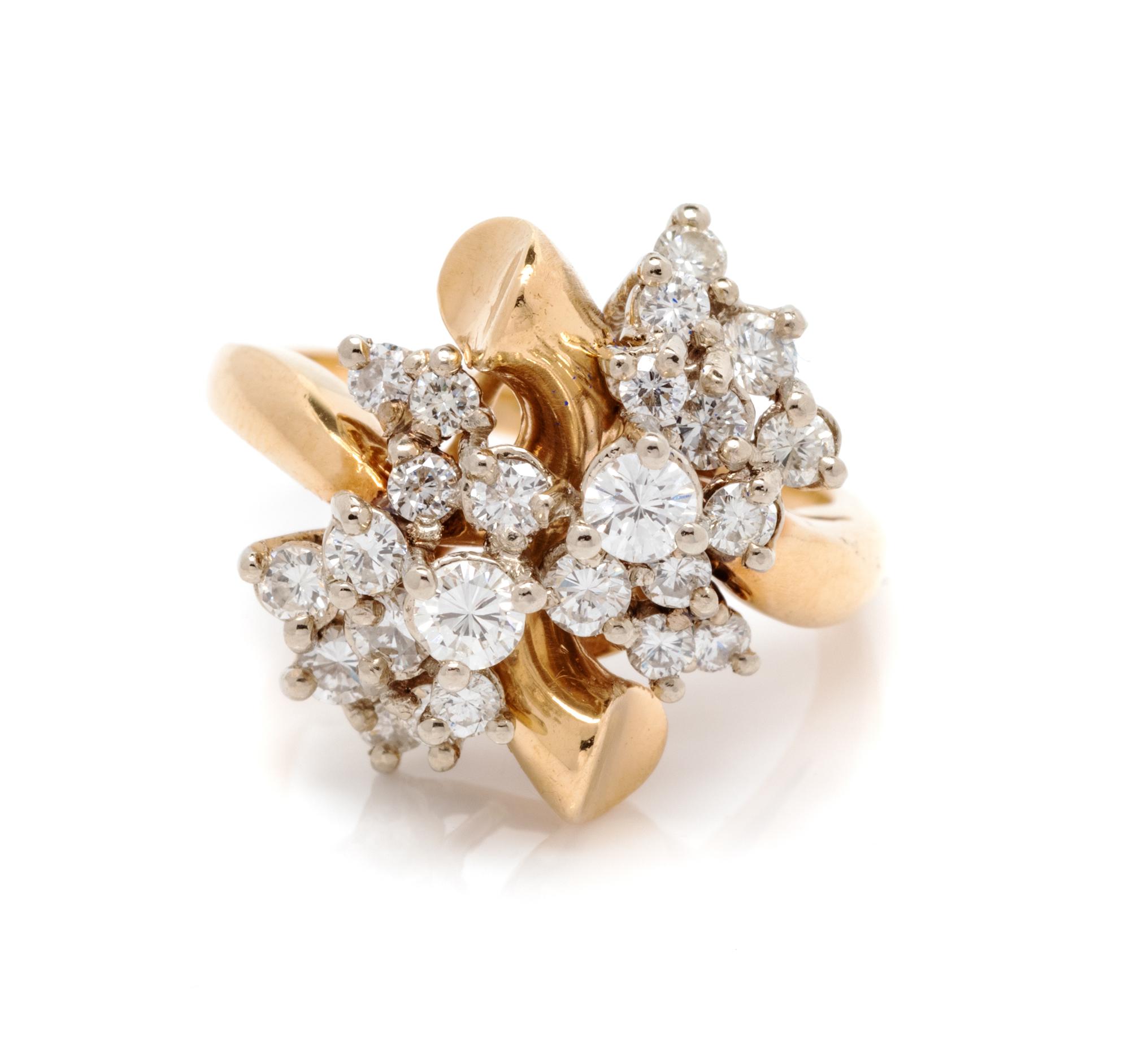A 14 Karat Bicolor Gold and Diamond Ring,