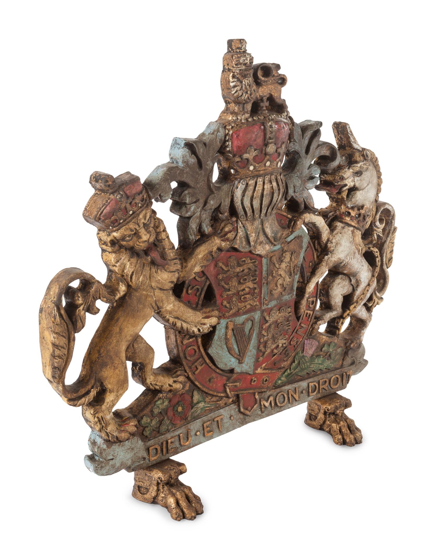 A Painted Composition Coat of Arms of the United Kingdom