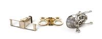 Three Pairs of Collapsible Opera Glasses, Width of first 4 inches.