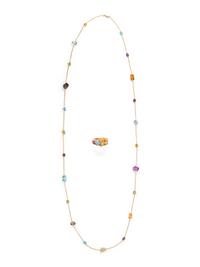 COLLECTION OF YELLOW GOLD AND MULTIGEM JEWELRY