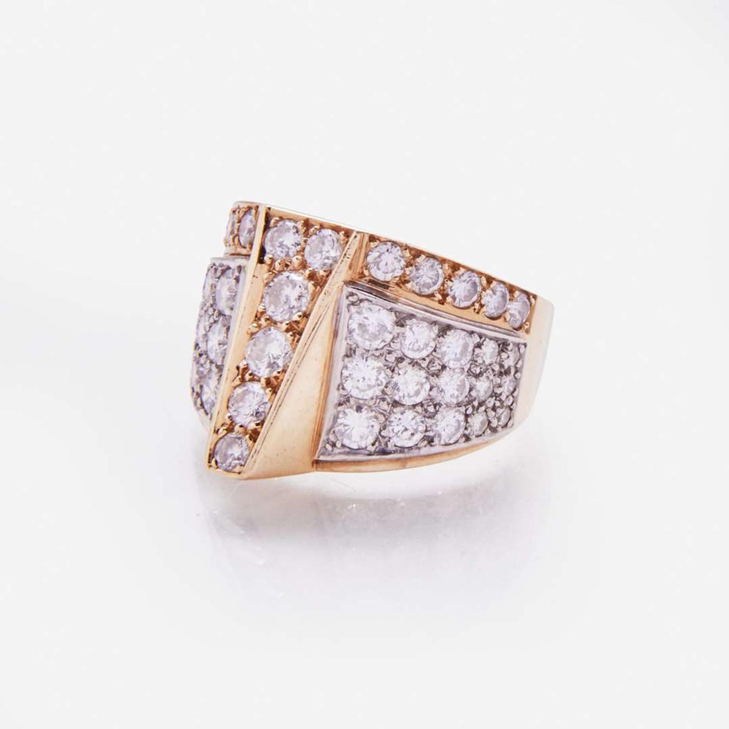 A 14K Yellow Gold and Diamond Ring