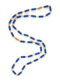 YELLOW GOLD AND LAPIS LAZULI NECKLACE AND BRACELET SET