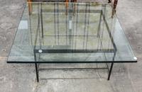 A Modern Metal and Glass Low Table. Height of base 14 inches