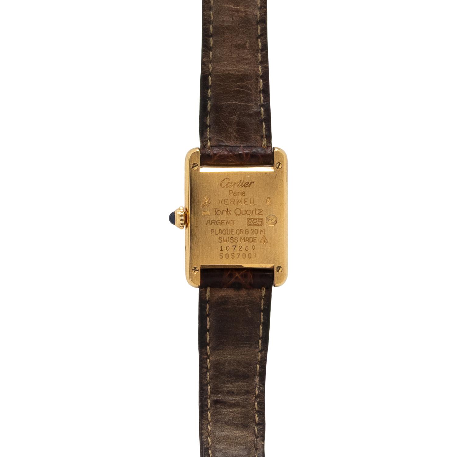 CARTIER, GOLD-PLATED STERLING SILVER 'MUST DE CARTIER TANK' WATCH