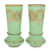 A Pair of Continental Gilt and Enameled Glass Vases