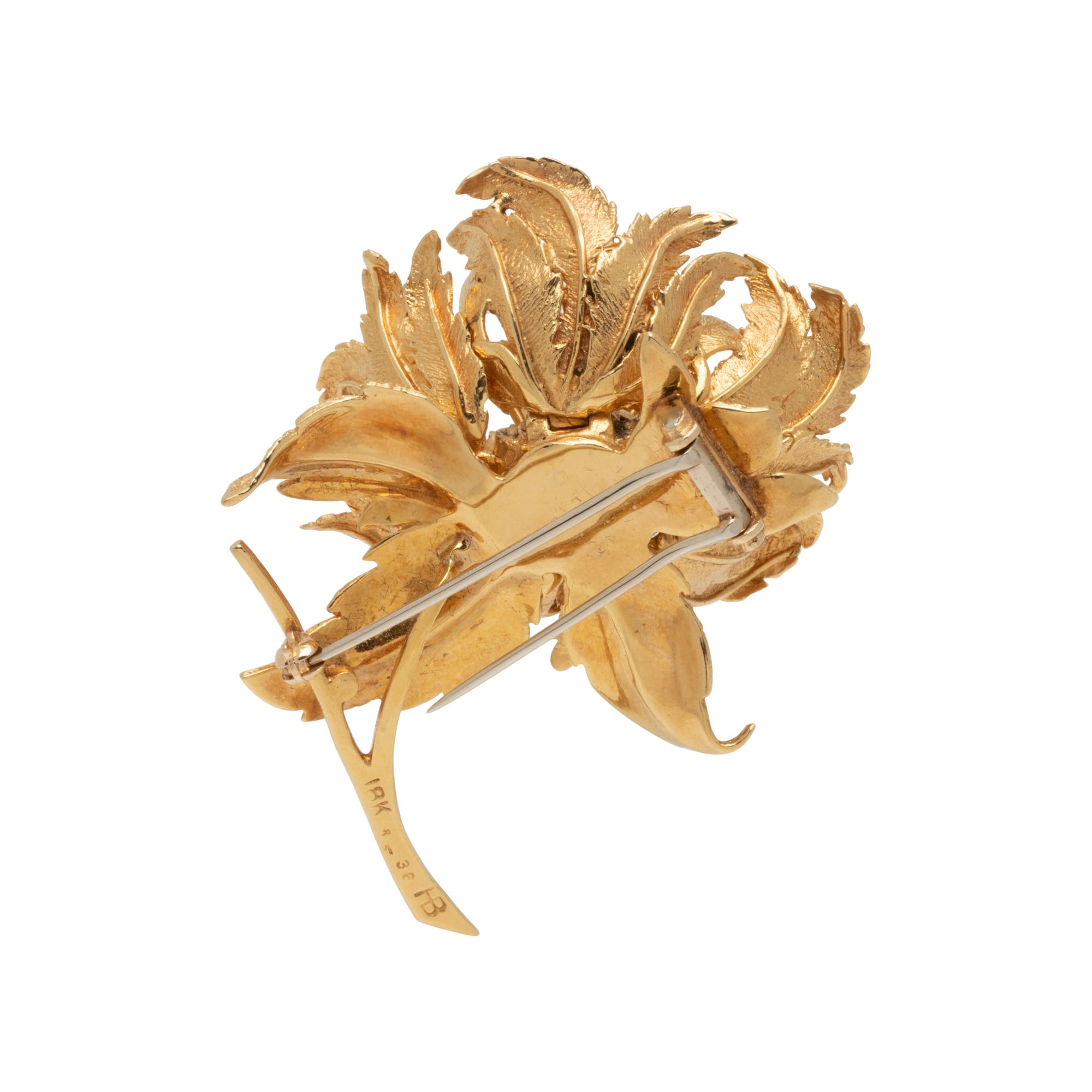HAMMERMAN BROTHERS, YELLOW GOLD AND DIAMOND FLOWER BROOCH