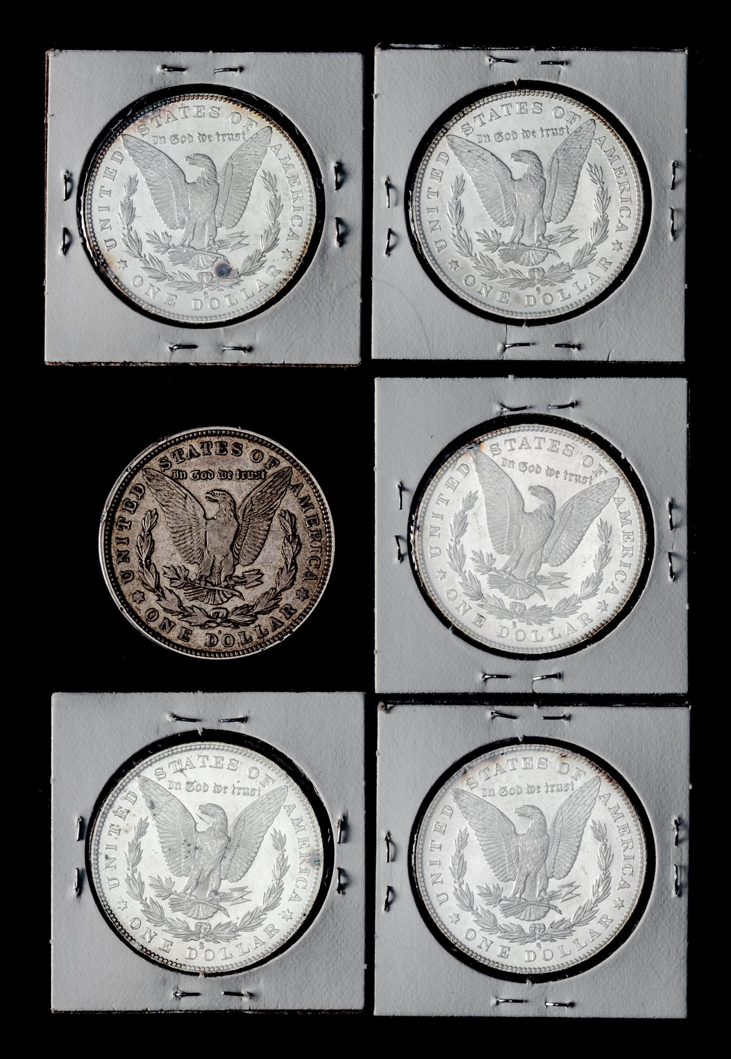 A Group of Five United States 1880-S Morgan Silver Dollar Coins