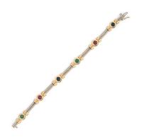 BICOLOR GOLD AND MULTIGEM BRACELET