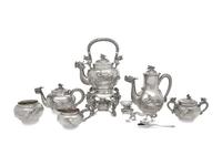 A Chinese Export Silver Seven-Piece Tea and Coffee Service
