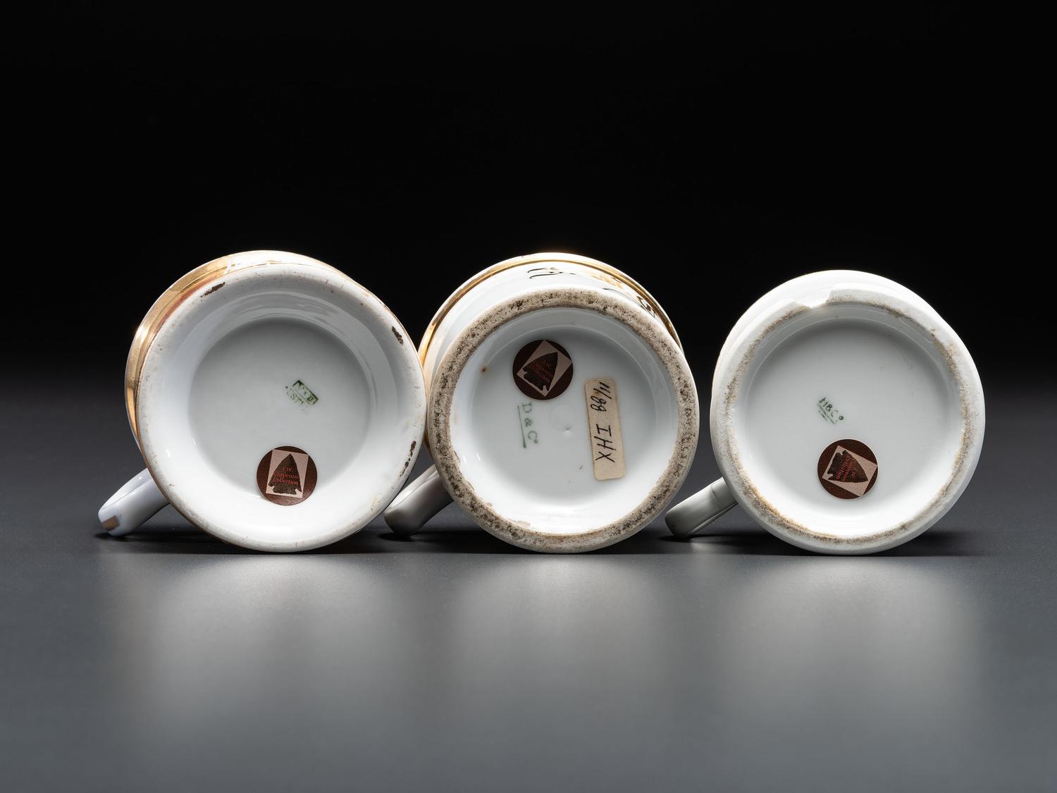 Three Cyclist's Porcelain Shaving Mugs
