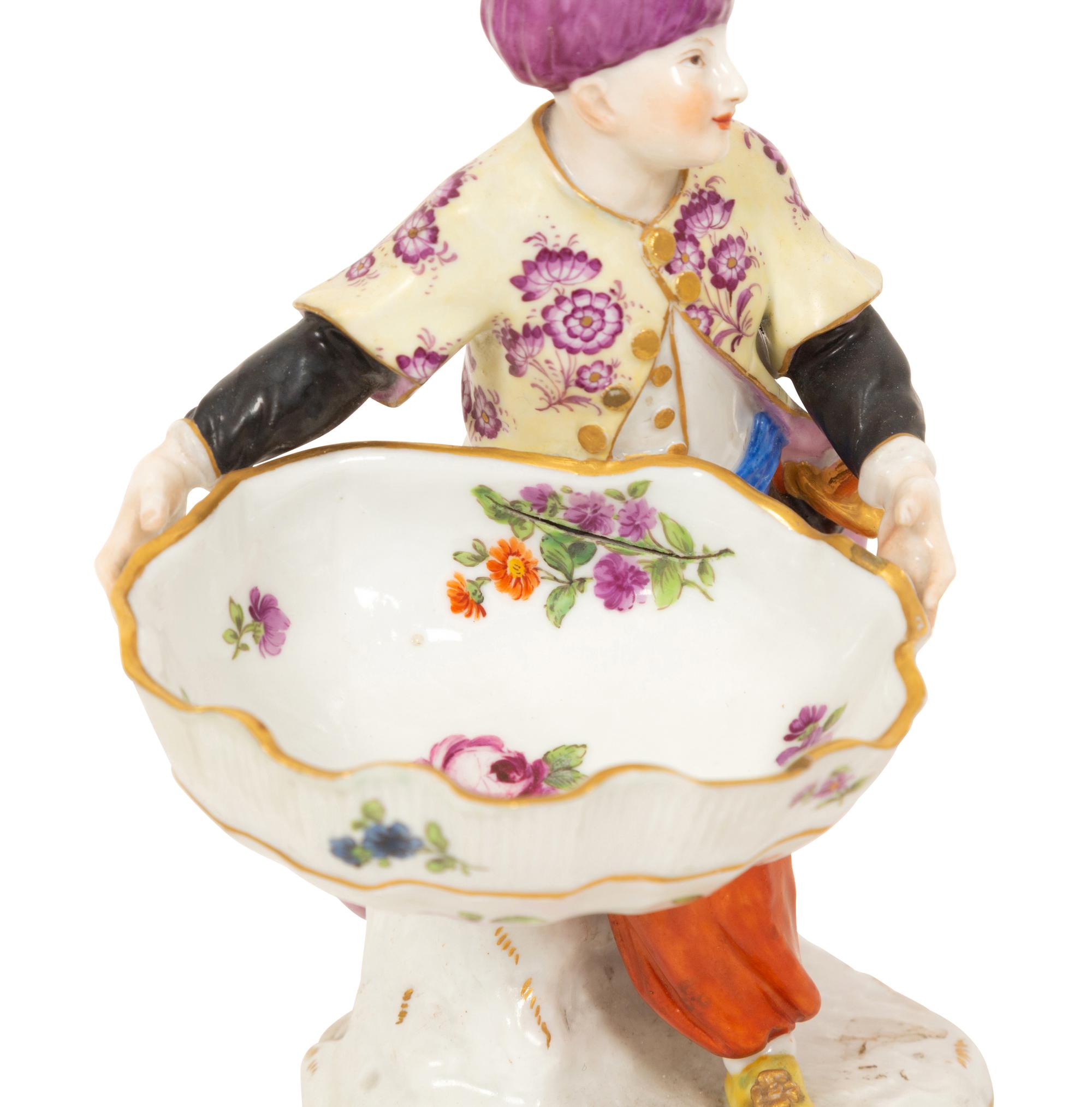 A Pair of Meissen Porcelain Figural Salts