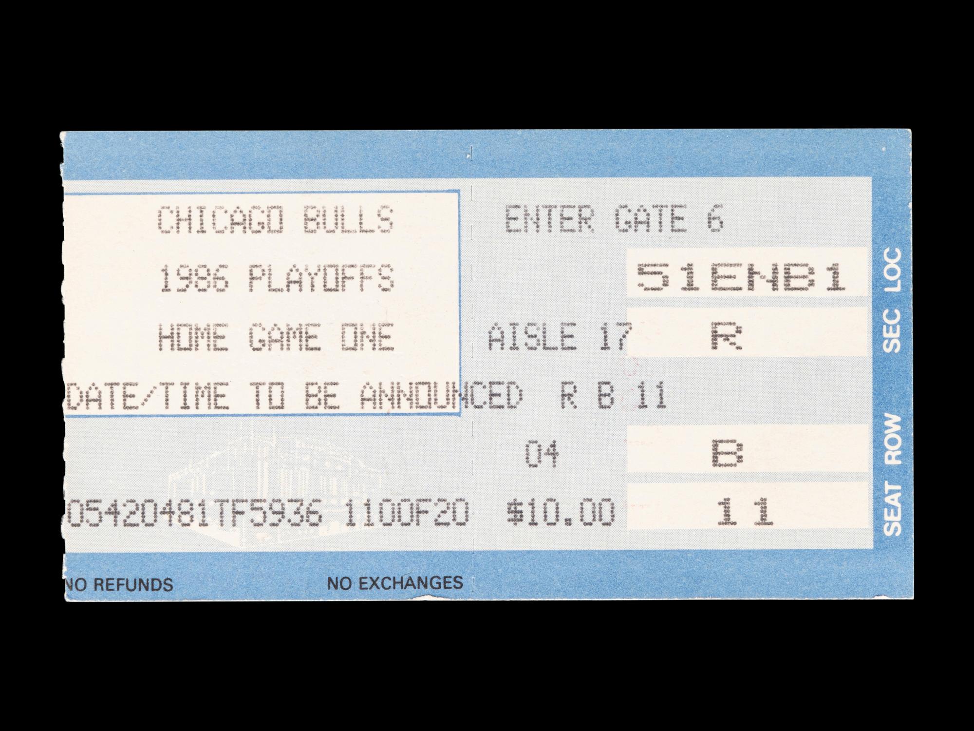 An April 22, 1986 Chicago Bulls vs. Boston Celtics NBA Playoffs Ticket (Eastern Conference First Round, Game 3)