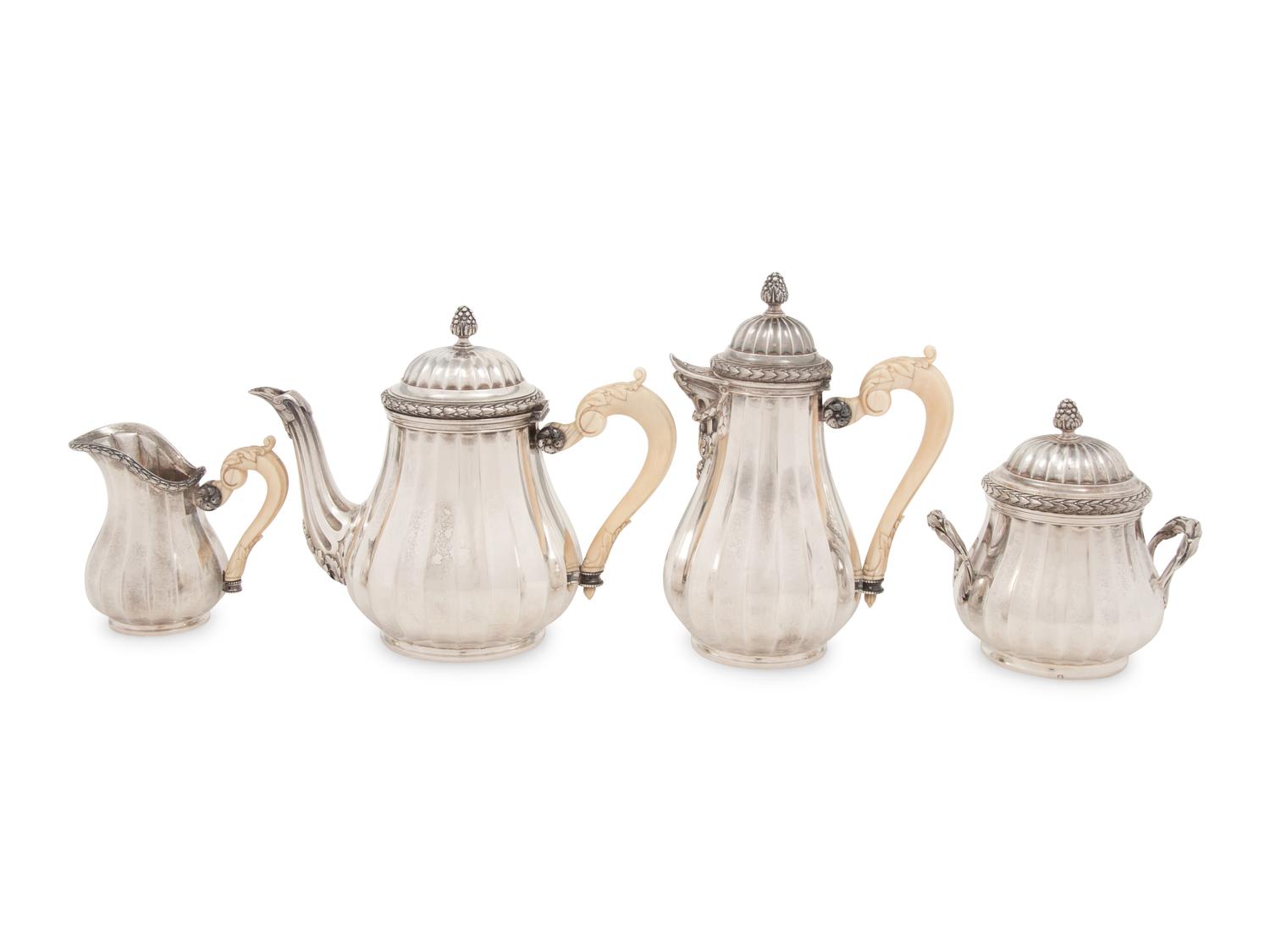 A French Silver Four-Piece Tea Service Retailed by Tiffany and Co.