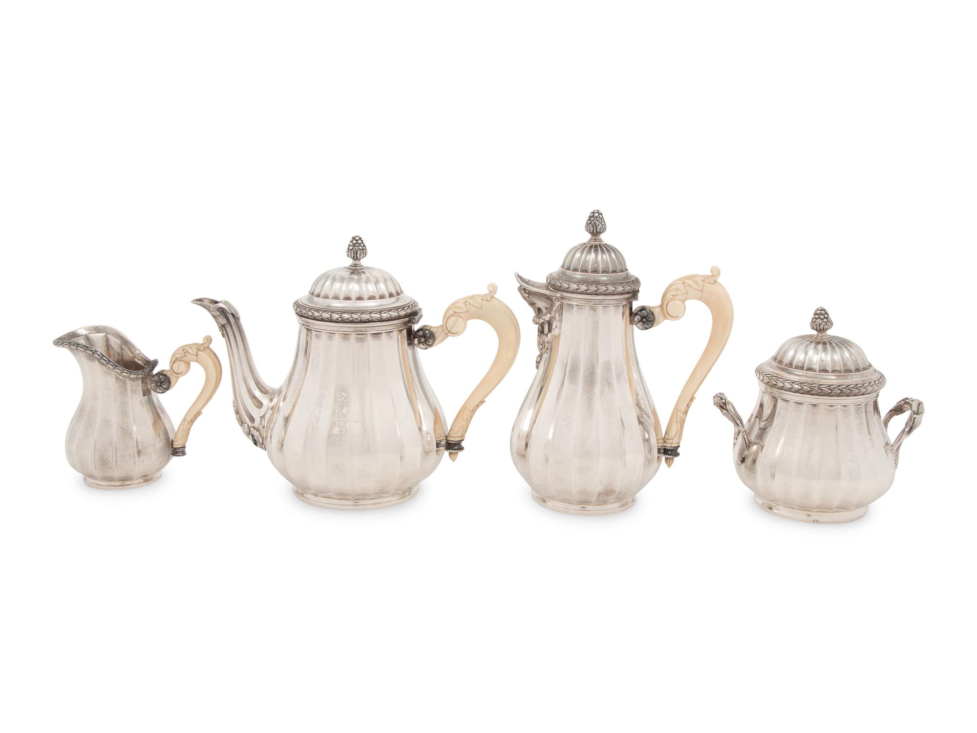 A French Silver Four-Piece Tea Service Retailed by Tiffany and Co.