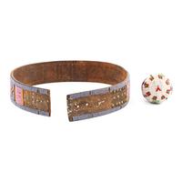 Apsáalooke [Crow] Beaded and Tacked Leather Belt AND Plains Game Ball