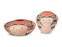 Polychrome Pottery Jars, with Eagle Tail Designs
