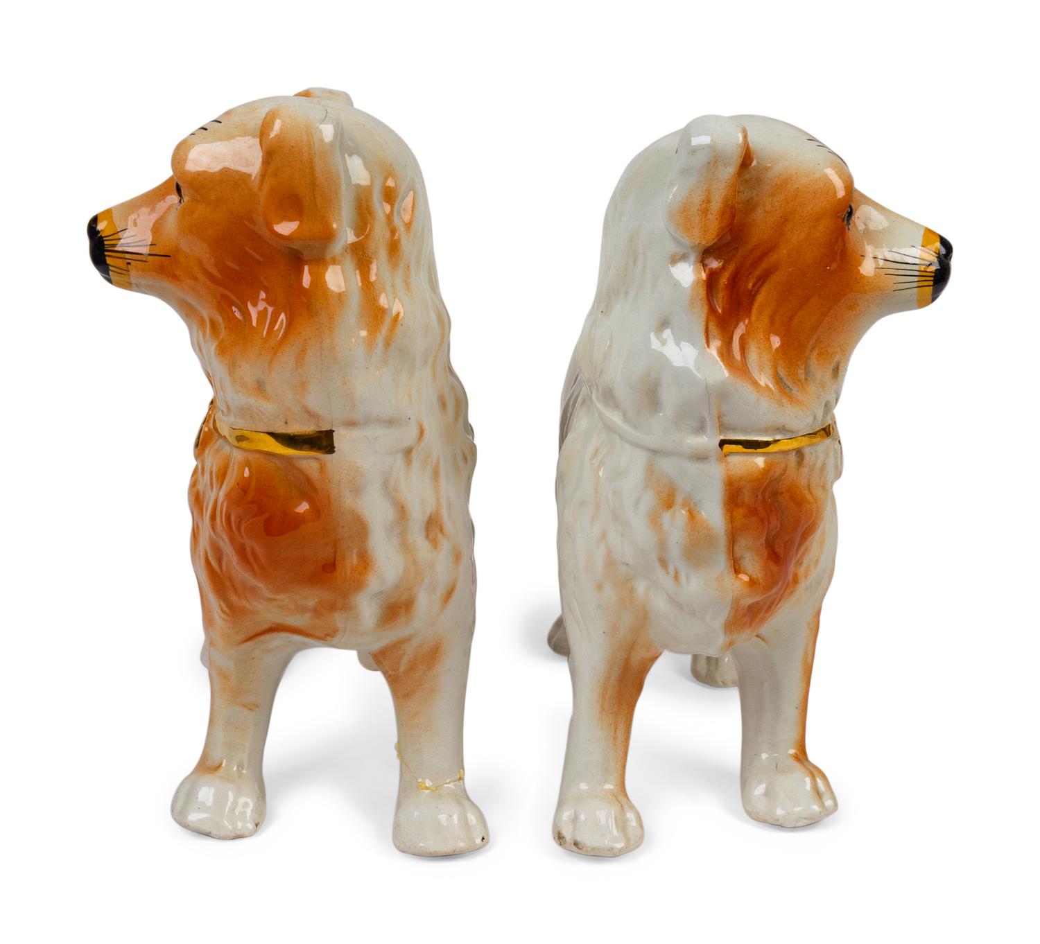 A Pair of Large English Staffordshire Standing Dogs — 19TH CENTURY