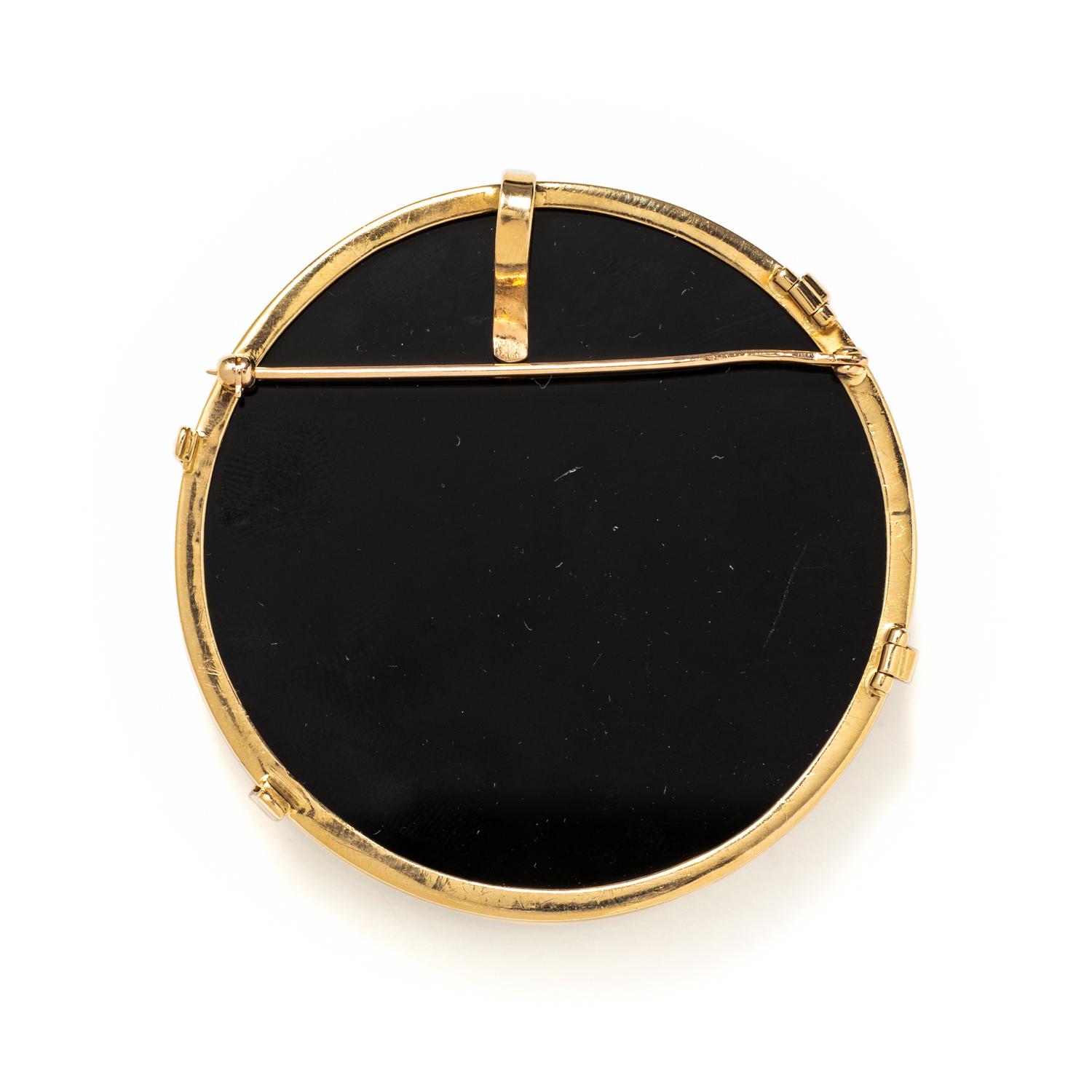 YELLOW GOLD, PLATINUM, DIAMOND AND HARDSTONE CONVERTIBLE BROOCH