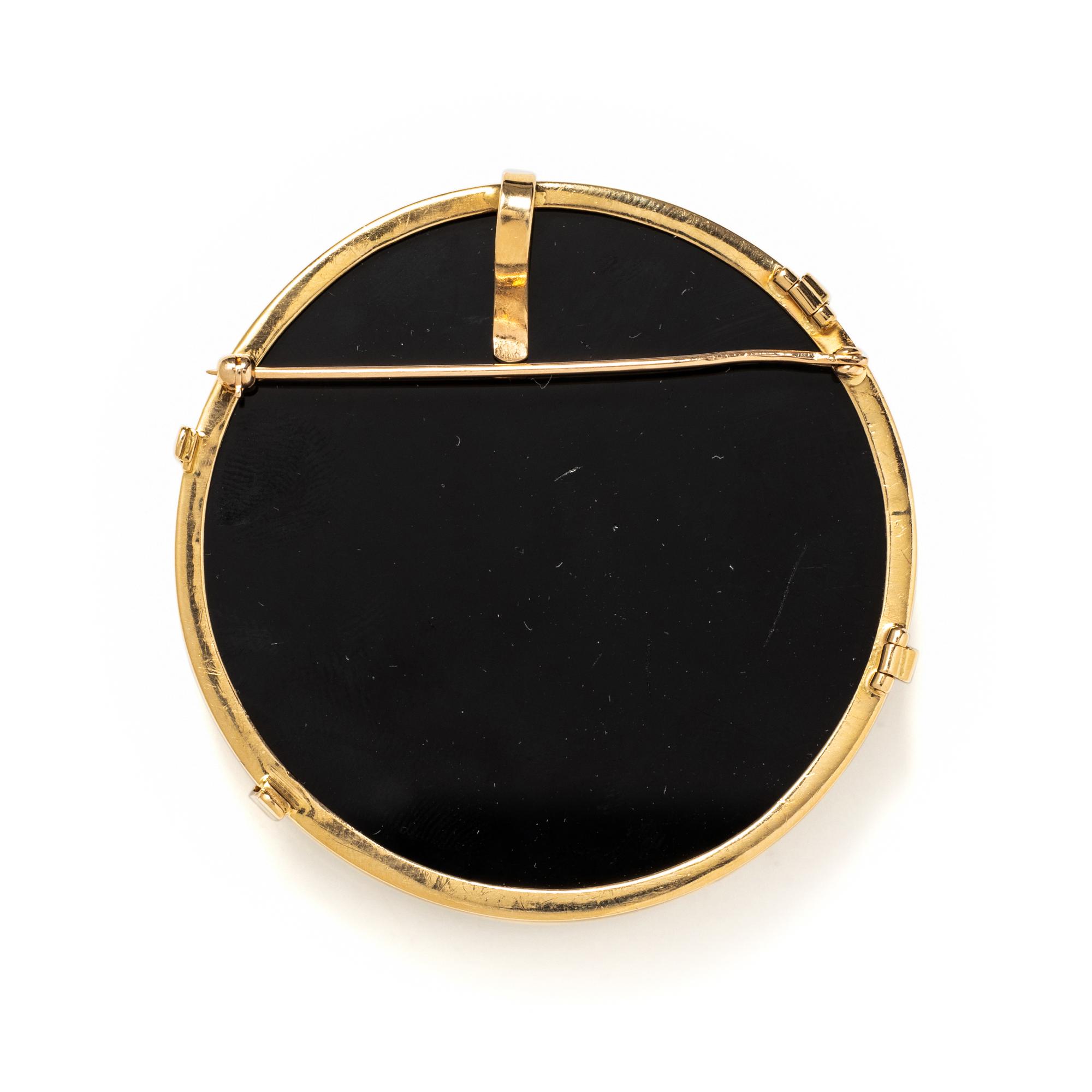 YELLOW GOLD, PLATINUM, DIAMOND AND HARDSTONE CONVERTIBLE BROOCH