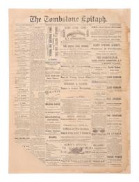[OUTLAWS & LAWMEN]. The Tombstone Epitaph . Vol. III, No. 81. Tombstone, Arizona Territory: 26 April 1882. Partial issue covering the shooting of Virgil Earp.