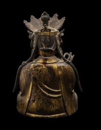 A Chinese Ming-Style Parcel Gilt Bronze Figure of Guanyin