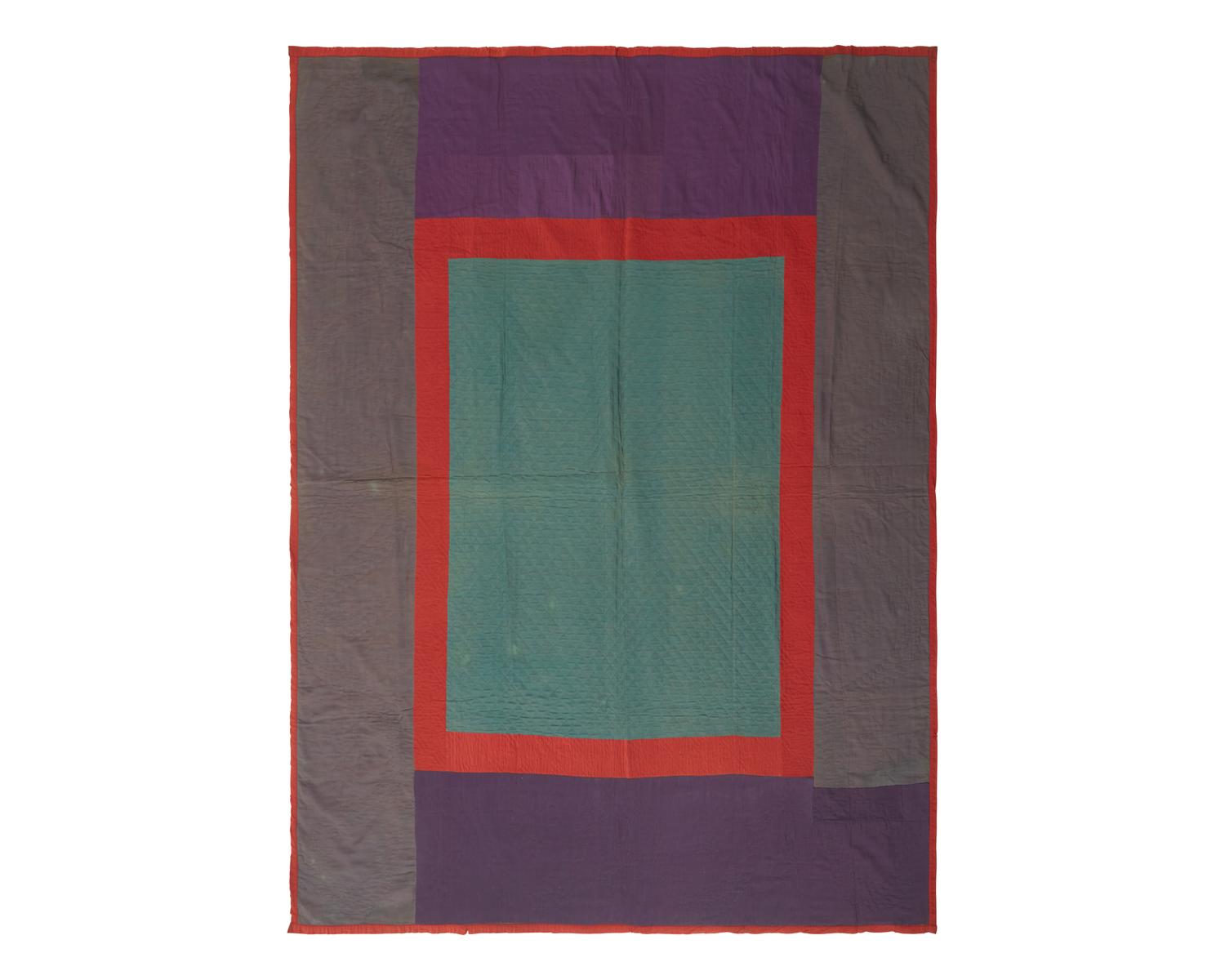 An Amish Wool and Cotton "Center Square" Pattern Quilt, Early 20th Century