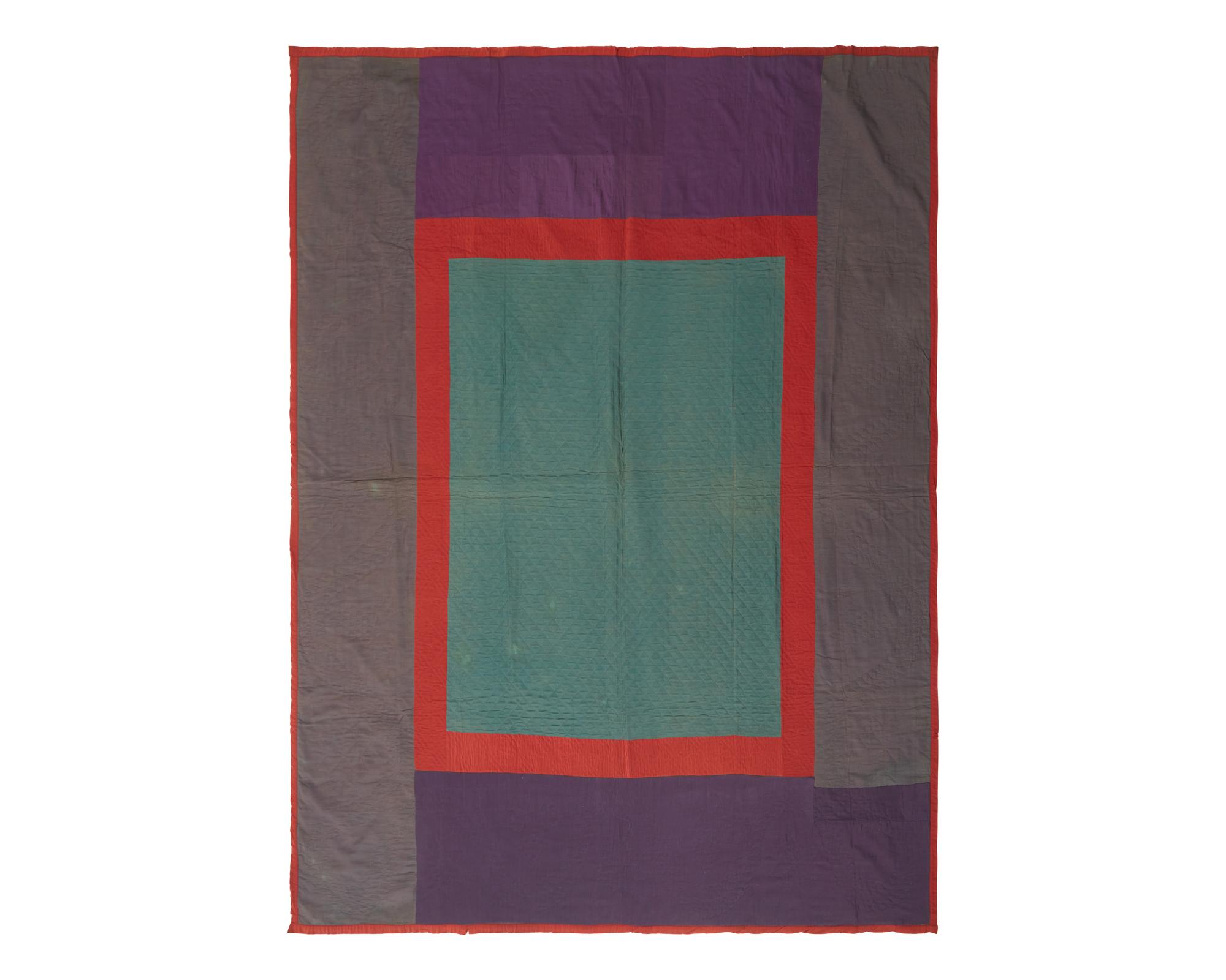 An Amish Wool and Cotton "Center Square" Pattern Quilt, Early 20th Century
