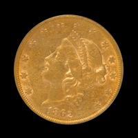 A United States 1862-S Liberty Head $20 Gold Coin