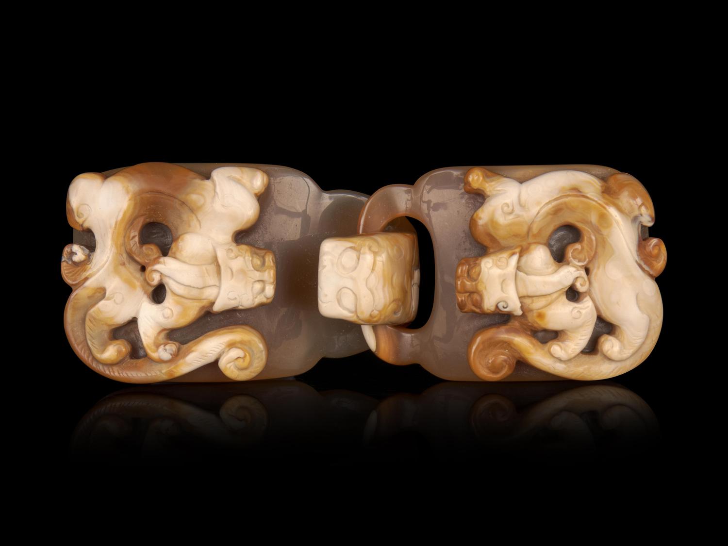 A Carved Agate Belt Buckle