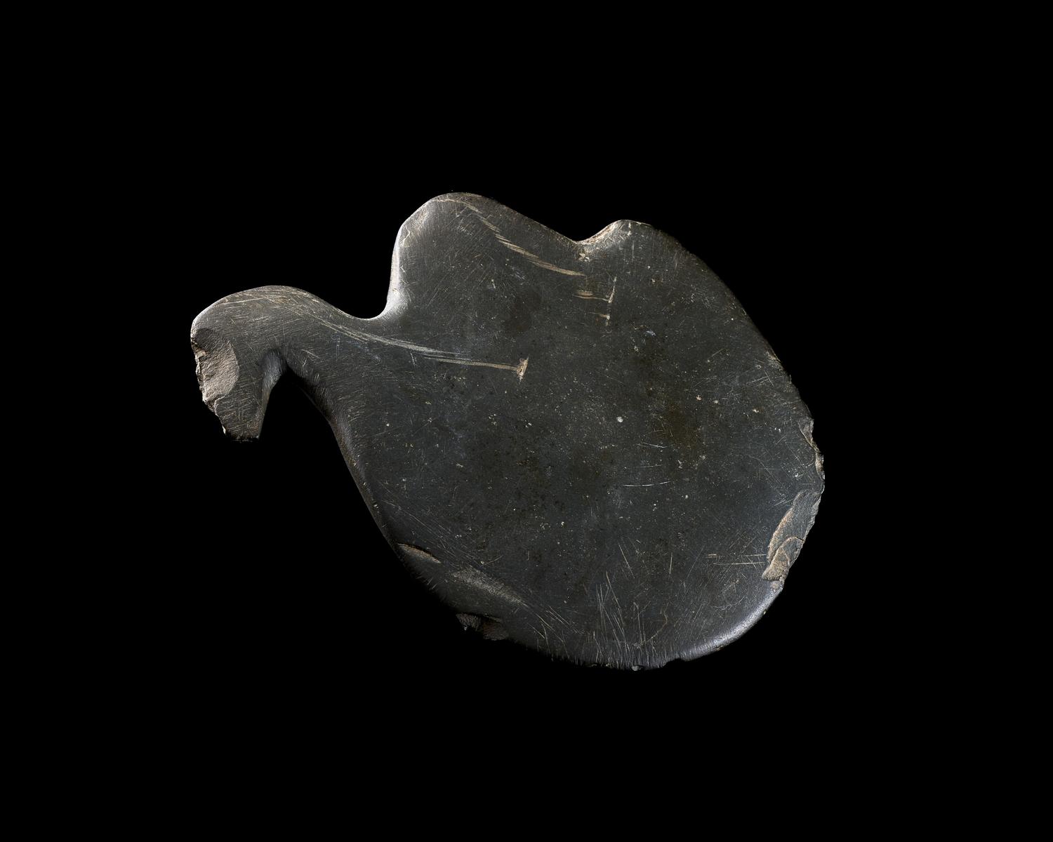 An Egyptian Greywacke Cosmetic Palette in the Form of a Bird