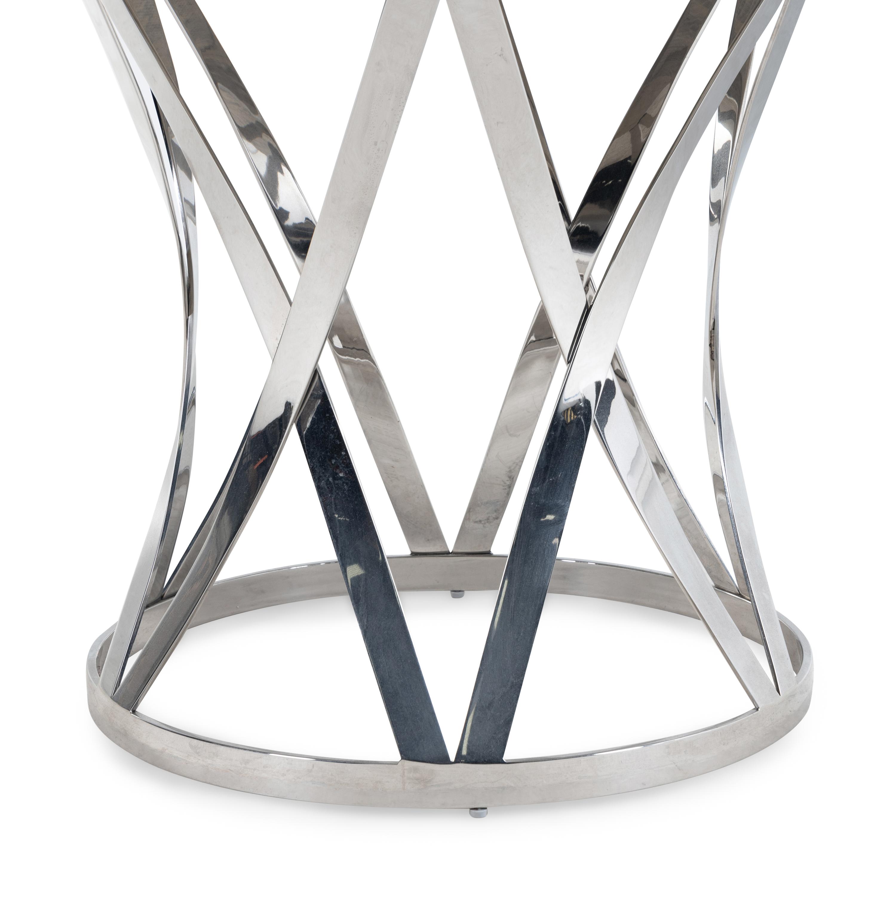 A Contemporary Chrome and Marble-Top Dining Table