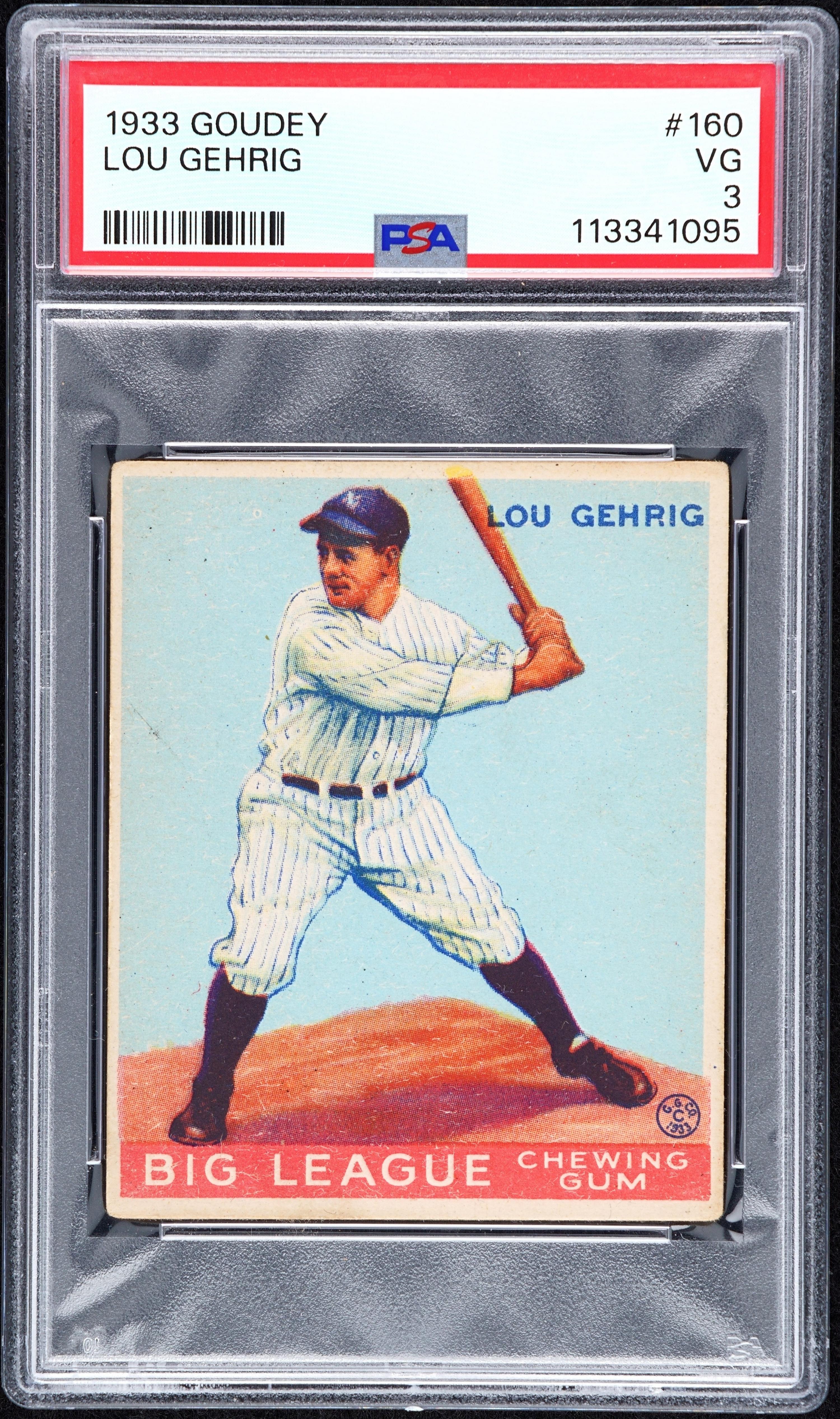 A 1933 Goudey Lou Gehrig Baseball Card No. 92 (PSA 3 VG)